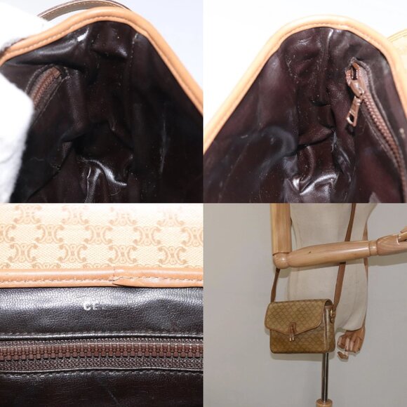 CELINE Macadam Canvas Shoulder Bag PVC Beige Gold Auth 124630 - Picture 14 of 15